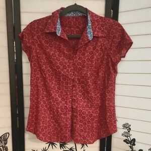 Floral Red Women's Izod Top
